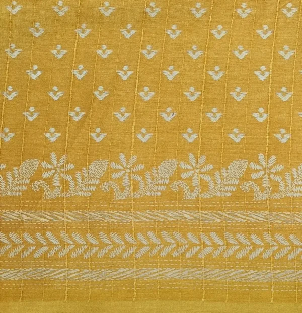 Mustard Yellow Semi Tussar Saree With Motifs