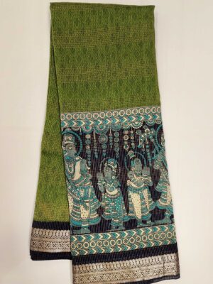 Pure Moss Green Chanderi Cotton Saree