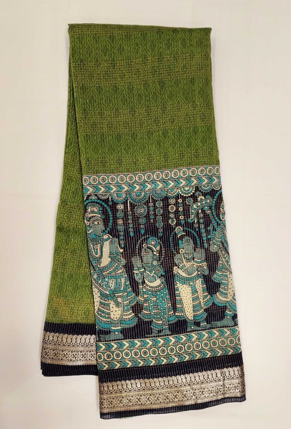 Pure Moss Green Chanderi Cotton Saree