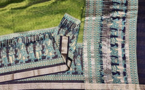 Pure Moss Green Chanderi Cotton Saree