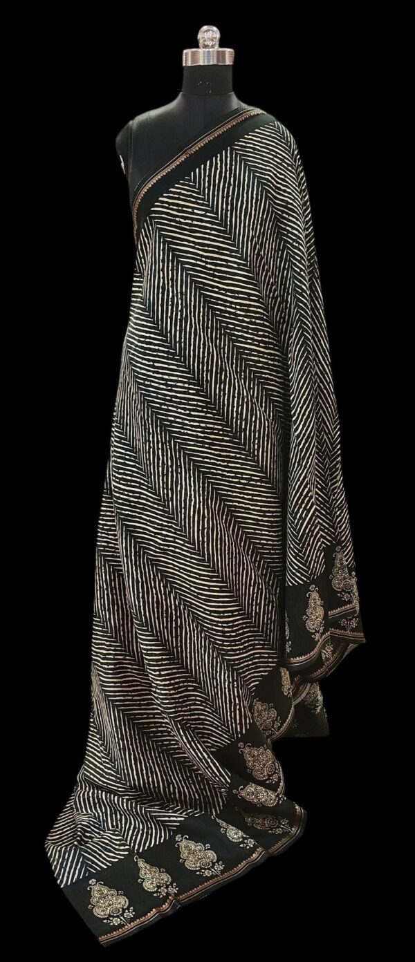 Pure Black Chanderi Cotton Saree