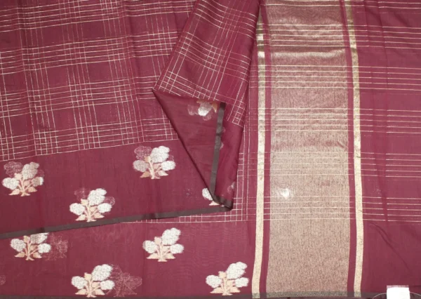 Deep Maroon Semi Tussar Saree