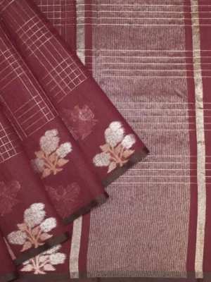 Deep Maroon Semi Tussar Saree