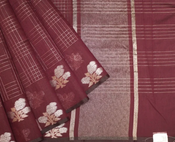 Deep Maroon Semi Tussar Saree