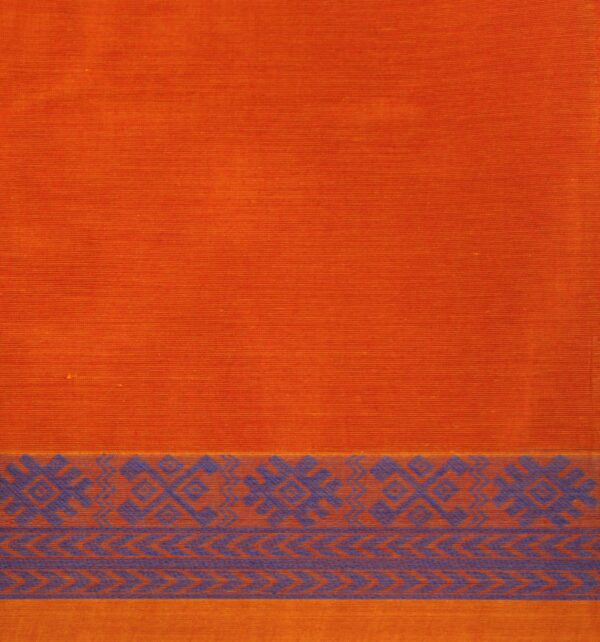 Neon Orange Embossed Kovai Cotton Saree