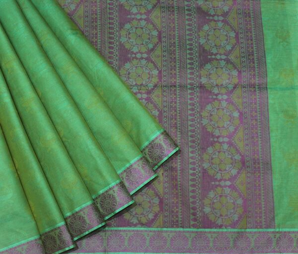 Green Embossed Kovai Cotton Saree