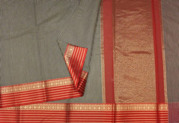 Black White Korvai Semi Chanderi Saree