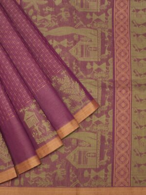 Purple Warli Kovai Cotton Saree