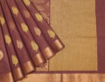 Mauve Taupe Kovai Cotton Saree With Leaf Motifs