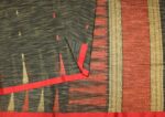 Black Handloom Kovai Cotton Saree With Temple Border