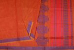Neon Orange Embossed Kovai Cotton Saree