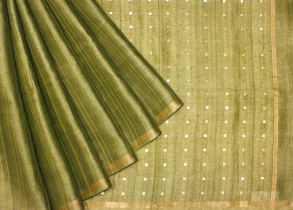 Mehendi Green Semi Tussar Saree