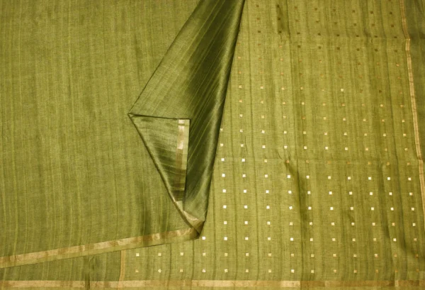 Mehendi Green Semi Tussar Saree