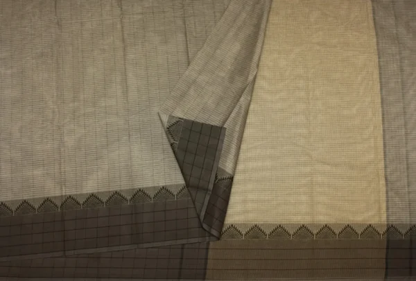 Warm Grey Kovai Cotton Saree With Temple Border