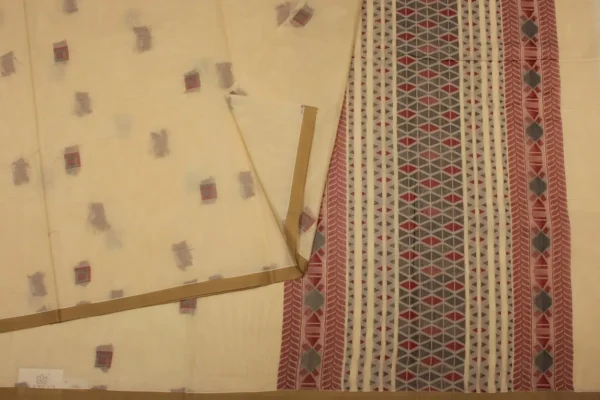 Pure Handloom Kovai Cotton Saree In Beige Cream