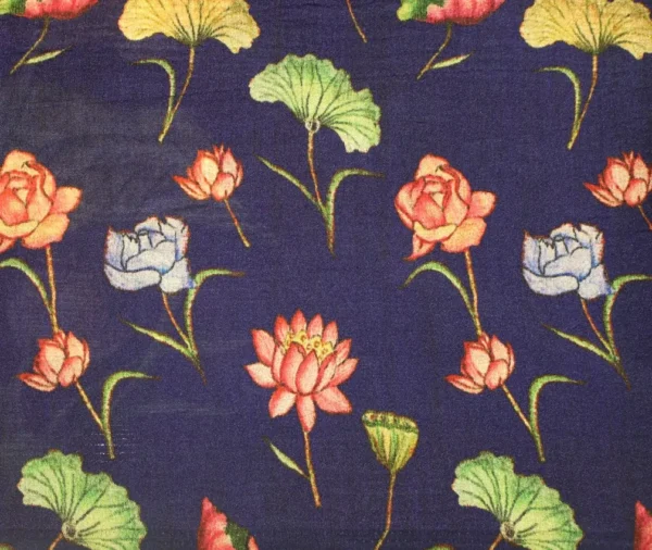 Navy Blue Kalamkari Semi Tussar Saree