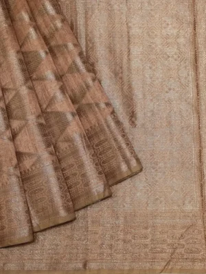 Semi Banarasi Saree In Copper Brown