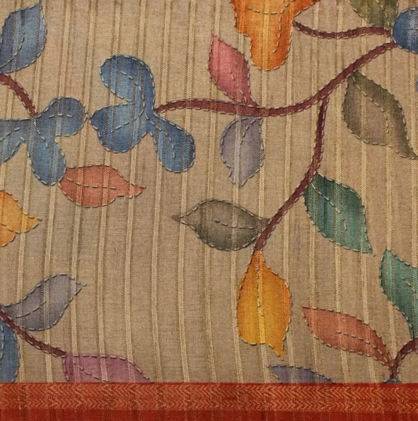 Semi Tussar Saree In Kalamkari With Off And Off