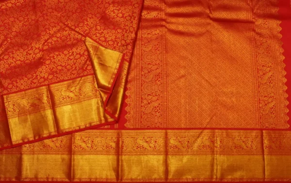 Brocade Bridal Soft Silk Saree In Crimson Red