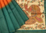 Semi Tussar Kalamkari Saree In Cyan Blue