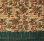 Semi Tussar Kalamkari Saree In Cyan Blue