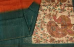 Semi Tussar Kalamkari Saree In Cyan Blue