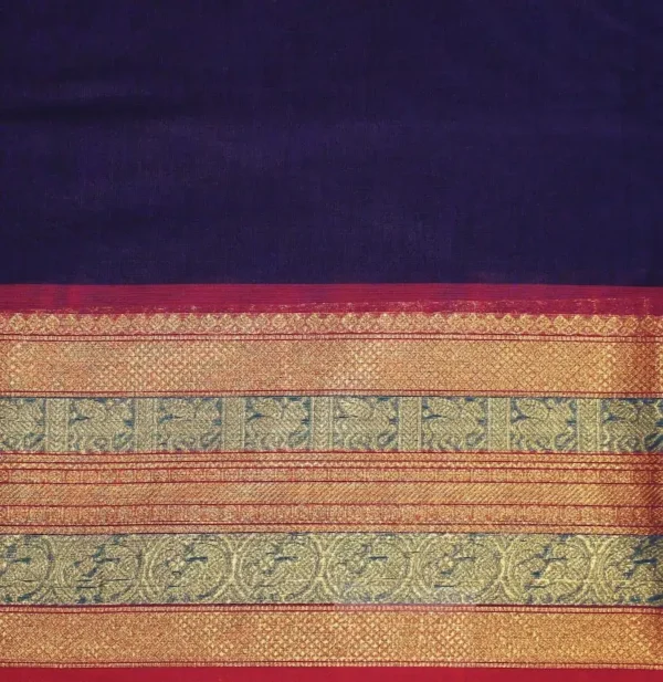 Deep Navy Blue In Kanchi Chettinad Cotton Saree