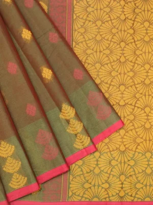 Dual Shade Dark Green Kovai Cotton Saree