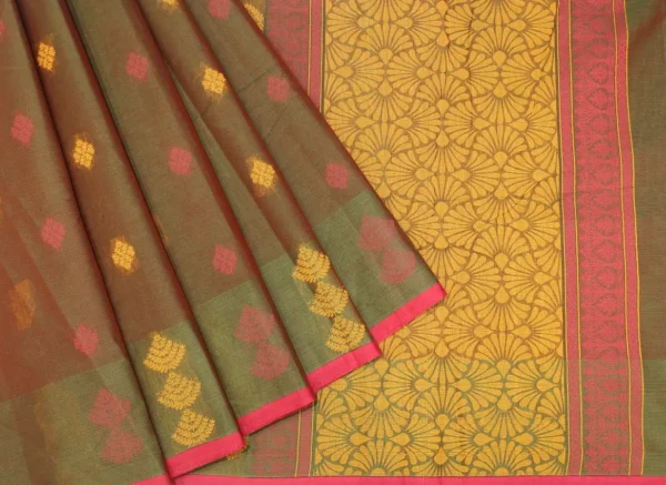 Dual Shade Dark Green Kovai Cotton Saree