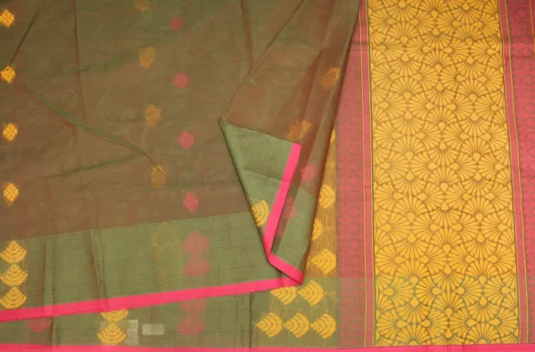 Dual Shade Dark Green Kovai Cotton Saree