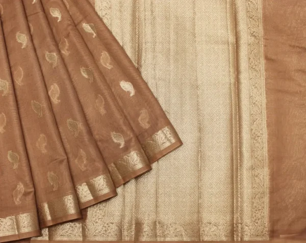 Sandal Brown Semi Chanderi Saree With Paisley