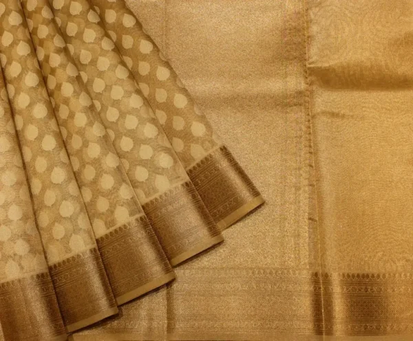 Semi Tussar Saree In Golden Beige