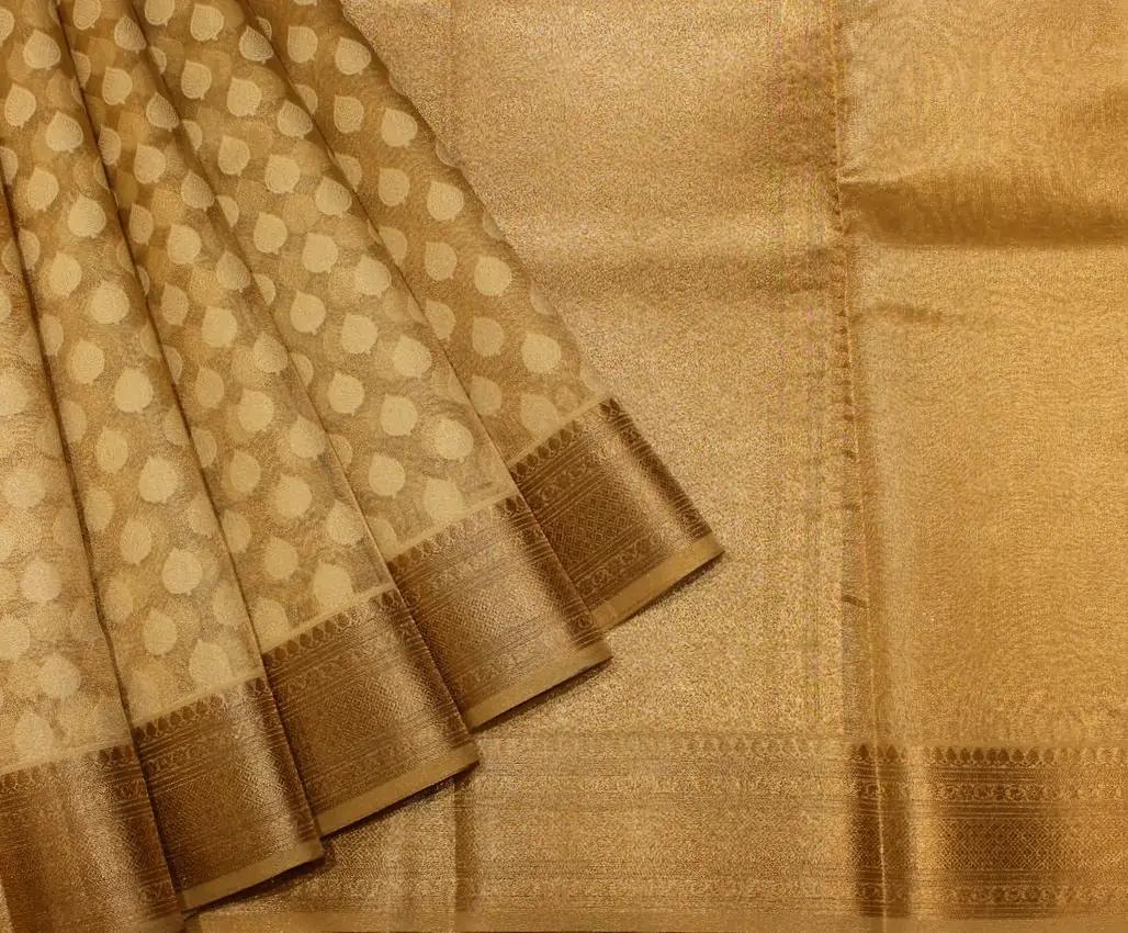 Semi Tussar Saree In Golden Beige