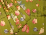 Olive Green Floral Semi Tussar Saree