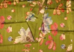 Olive Green Floral Semi Tussar Saree