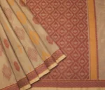 Pure Handloom Kovai Cotton Saree In Light Beige