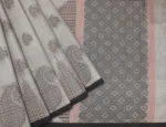 Pure Handloom Kovai Cotton Saree In Light Grey
