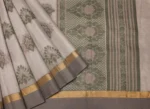 Pure Handloom Kovai Cotton Saree In Light Grey