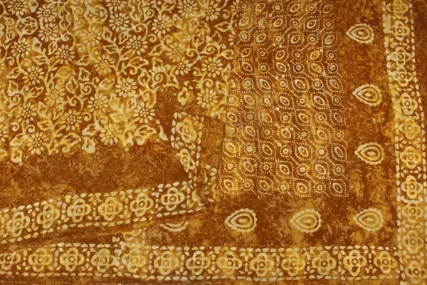 Mustard Yellow Mulmul Cotton Saree With Batik