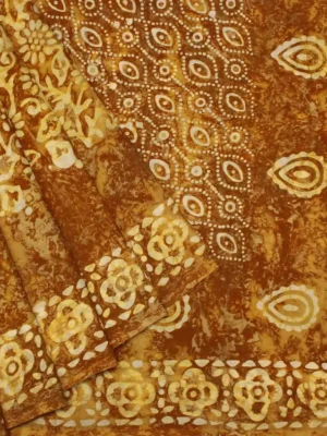 Mustard Yellow Mulmul Cotton Saree With Batik