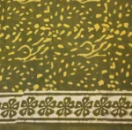 Olive Green Mulmul Cotton Saree With Hand Block