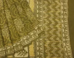 Olive Green Mulmul Cotton Saree With Hand Block