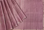 Semi Tussar Saree In Onion Pink With Vertical Stripes