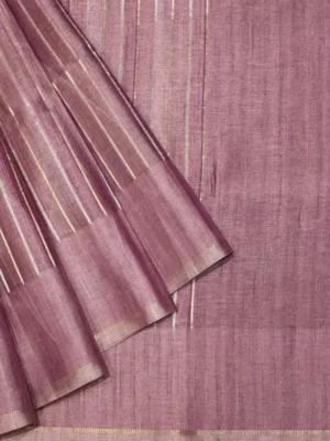 Semi Tussar Saree In Onion Pink With Vertical Stripes