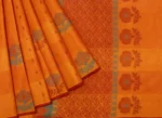 Vibrant Orange Handloom Kovai Cotton Saree