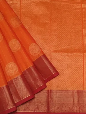 Pure Orange Handloom Kovai Cotton Saree