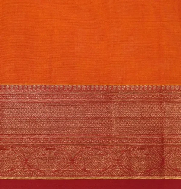 Pure Orange Handloom Kovai Cotton Saree