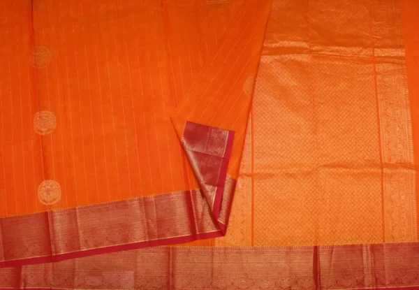Pure Orange Handloom Kovai Cotton Saree