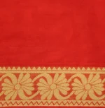 Pure Red Embossed Cotton Saree With Floral