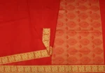 Pure Red Embossed Cotton Saree With Floral